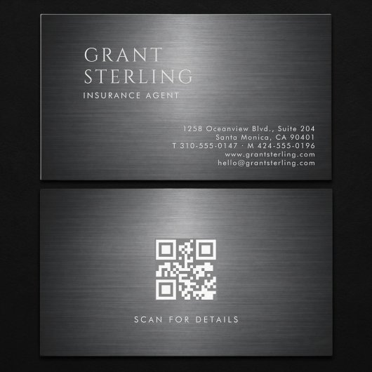 Insurance Agent Metallic QR Code 名刺