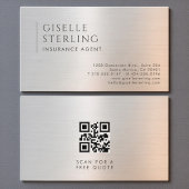 Insurance Agent QR Code Brushed Metal 名刺