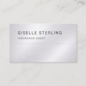 Insurance Agent Silver Metallic Professional 名刺 (正面)