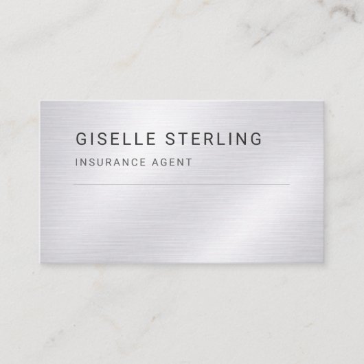 Insurance Agent Silver Metallic Professional 名刺 (正面)