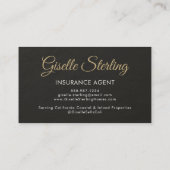 Insurance Agent Slate Stone Black Photo QR Code 名刺 (裏面)