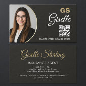 Insurance Agent Slate Stone Black Photo QR Code  名刺
