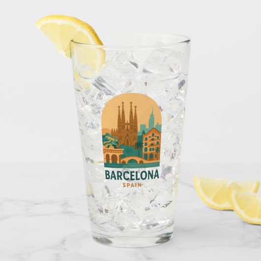 intage Barcelona Spain Sagrada Familia Glass  タンブラーグラス (アイス正面)
