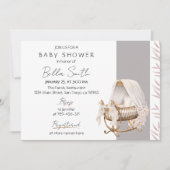 intage Bassinet Floral Baby Shower 招待状 (正面)