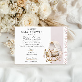 intage Bassinet Floral Baby Shower 招待状