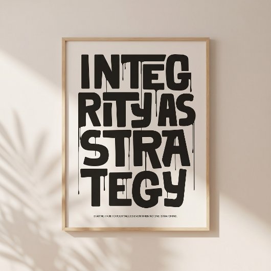 Integrity As Strategy - Typography Print |Wall Art ポスター