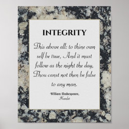 Integrity Shakespeare引用文の価値観Honor Granite ポスター
