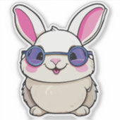 Intellectual Rabbit Sticker with Glasses シール (正面)