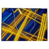 Intense Abstract Neon Synthwave Digital Cyber ラージペーパーバッグ (裏面)