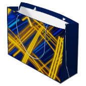 Intense Abstract Neon Synthwave Digital Cyber ラージペーパーバッグ (裏面アングル)