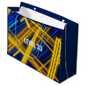 Intense Abstract Neon Synthwave Digital Cyber ラージペーパーバッグ (正面アングル)