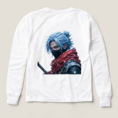 Intense Blue-Haired Swordsman in Snowy Setting Por (デザイン背面)