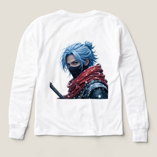 Intense Blue-Haired Swordsman in Snowy Setting Por (デザイン背面)