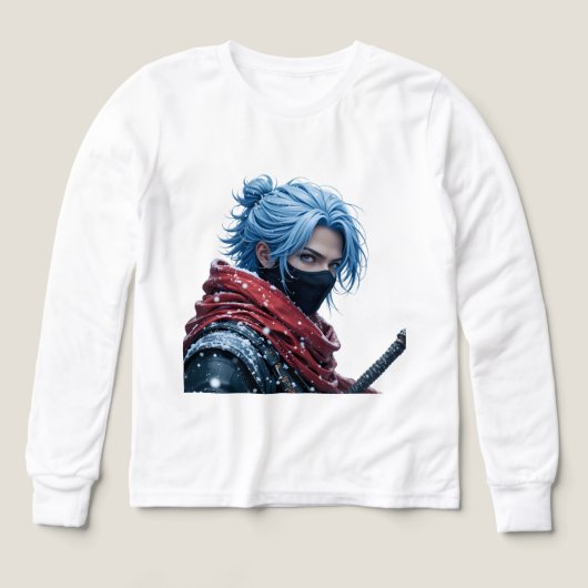 Intense Blue-Haired Swordsman in Snowy Setting Por (デザイン正面)