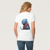 Intense Blue-Haired Swordsman in Snowy Setting Por Tシャツ (裏面フル)