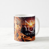 Intense Fire Sunset "新年、新たな気分" プレミアム コーヒーマグカップ (正面右)