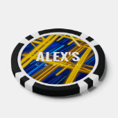 Intense Glowing Cyan Yellow Chaotic Tech Abstract ポーカーチップ (シングル)