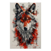 Intense red wolf with striking abstract elements.  ポスター (正面)
