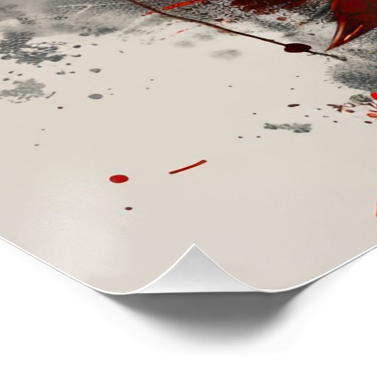 Intense red wolf with striking abstract elements.  ポスター (コーナー)