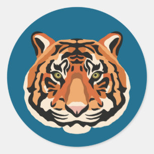 Intense Tiger Eyes the Powerful Big Cat ラウンドシール