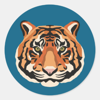 Intense Tiger Eyes the Powerful Big Cat ラウンドシール
