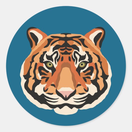 Intense Tiger Eyes the Powerful Big Cat ラウンドシール (正面)