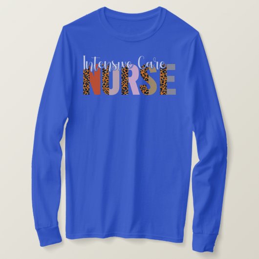 Intensive Care Nurse Leopard Print ICU Nursing Tシャツ (デザイン正面)