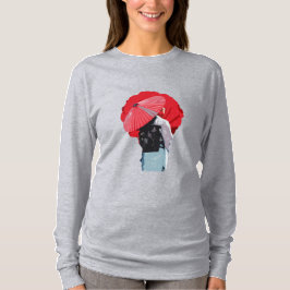 Intenso Vermelho Inspiração Japonesa com Sombrinha Tシャツ