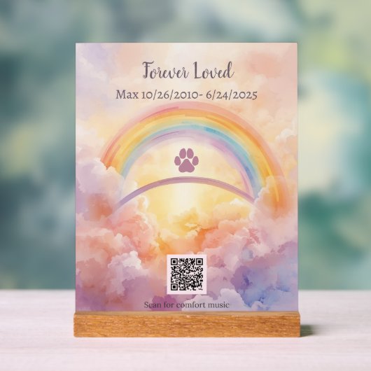 Interactive Pet Memorial Acrylic Sign | QR Code アクリルサイン (ニュートラル)