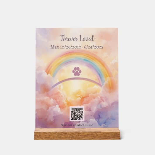 Interactive Pet Memorial Acrylic Sign | QR Code アクリルサイン (正面)