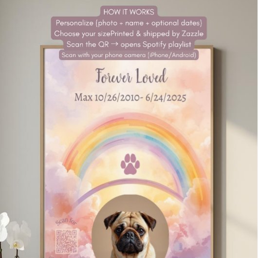  Interactive Pet Memorial Gift | QR Code Playlist ポスター