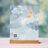 Interactive QR Code Lullaby Blue Watercolor Moon アクリルサイン (ニュートラル)