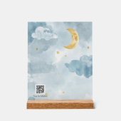 Interactive QR Code Lullaby Blue Watercolor Moon アクリルサイン (正面)
