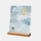 Interactive QR Code Lullaby Blue Watercolor Moon アクリルサイン (傾斜)