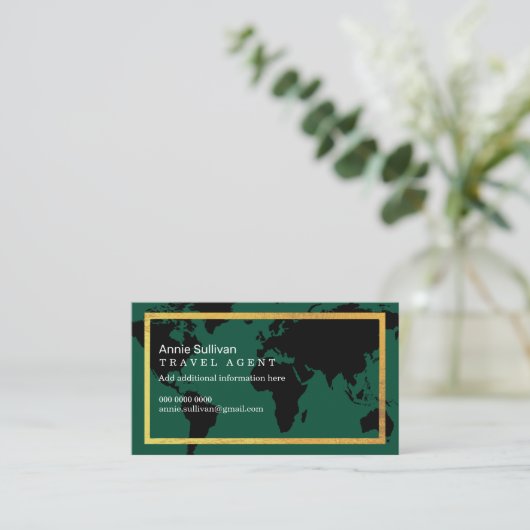 Intercontinental Travel Agent World Map Green 名刺 (スタンド正面)