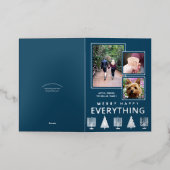 Interfaith 3 Photo Trendy Simple Navy Silver 箔シーズンカード (外側レイダウン)