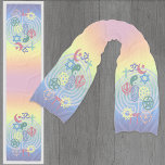 Interfaith Minister Rested (Muted Rainbow) スカーフ<br><div class="desc">宗教のシンボルと背景の迷路と消極色の違うレインボーカラーの美しいスカーフ。宗教間の大臣が儀式のストールとして使用するのに適している。</div>