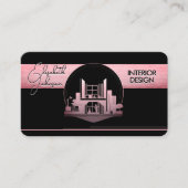 Interior DesignまたはArchitectロゴのブラックとバラ 名刺 (正面)