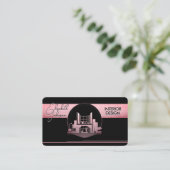 Interior DesignまたはArchitectロゴのブラックとバラ 名刺 (スタンド正面)