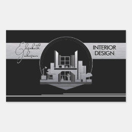 Interior DesignまたはArchitect Logo Black and Steel 長方形シール