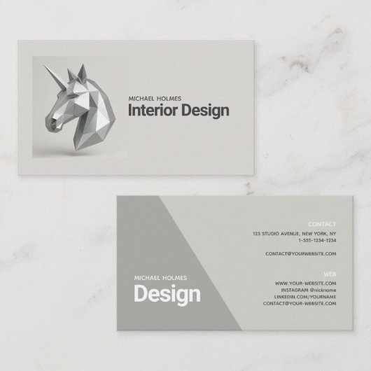 Interior Design 3D Sculpture Unicorn Architecture 名刺 (正面/裏面)