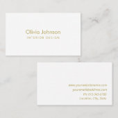 Interior Design Chic Gold White Business Card 名刺 (正面/裏面)