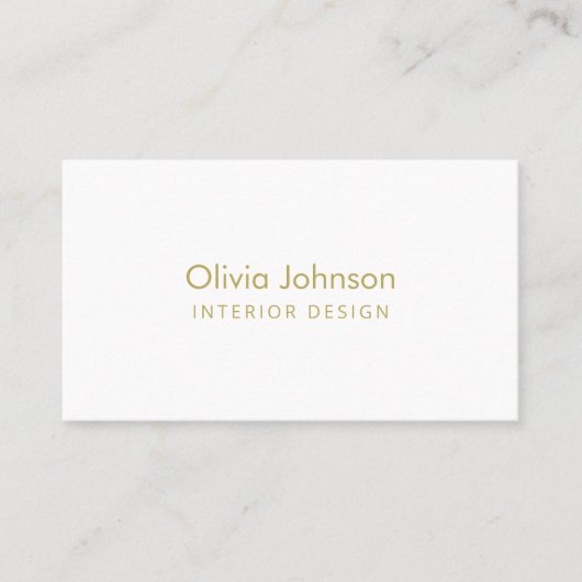 Interior Design Chic Gold White Business Card 名刺 (正面)