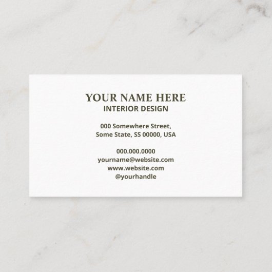 Interior Design Chic Pastel Wood Texture 名刺 (裏面)