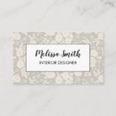 Interior Design Floral Pattern Gray Business Card 名刺 (正面)
