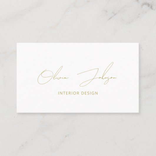 Interior Design Gold White Business Card 名刺 (正面)