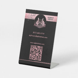 Interior Design or Architect Logo Black and Rose  台座サイン