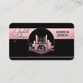 Interior Design or Architect Logo Black and Rose 名刺