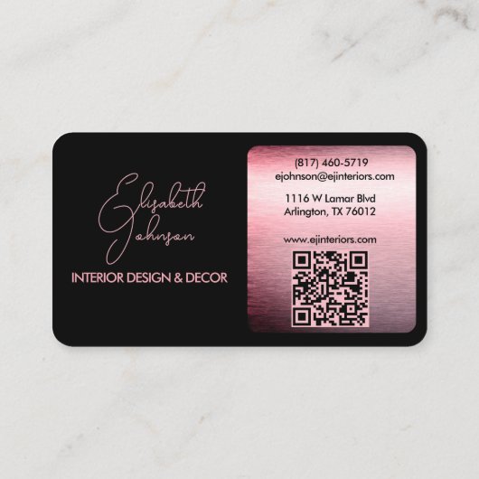 Interior Design or Architect Logo Black and Rose 名刺 (裏面)