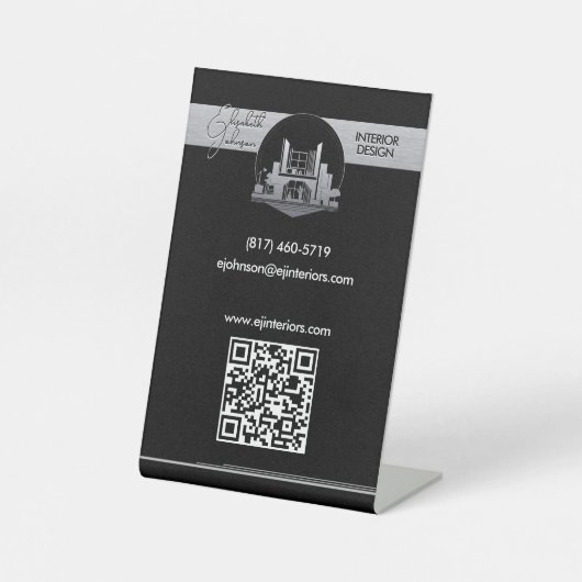 Interior Design or Architect Logo Black and Steel  台座サイン (正面)